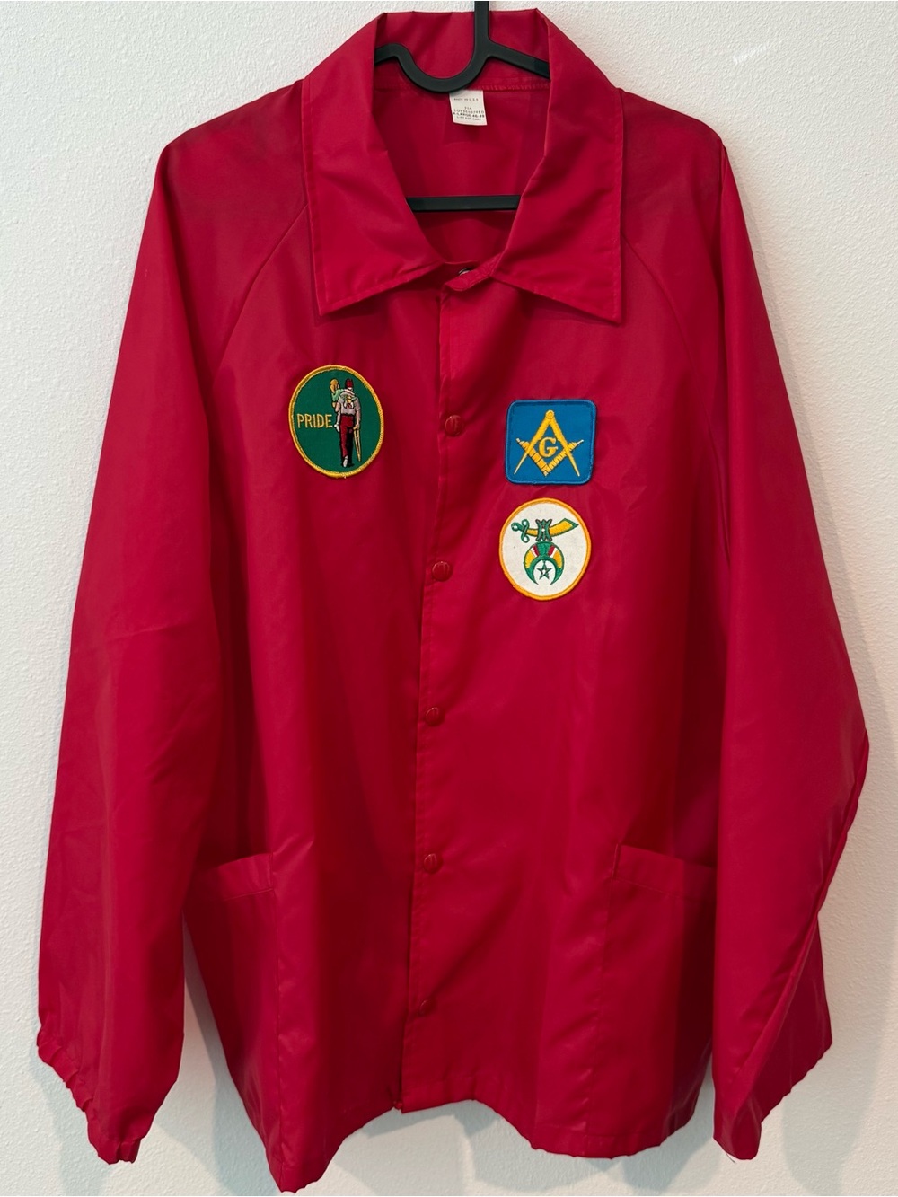 🔥 Vintage 70s Masonic Shriners Red Coach Jacket Patches Made USA XL 46 48